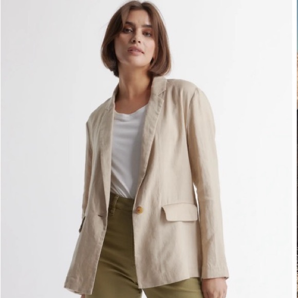 NWT Quince 100% European Linen Blazer in Driftwood - Picture 1 of 13